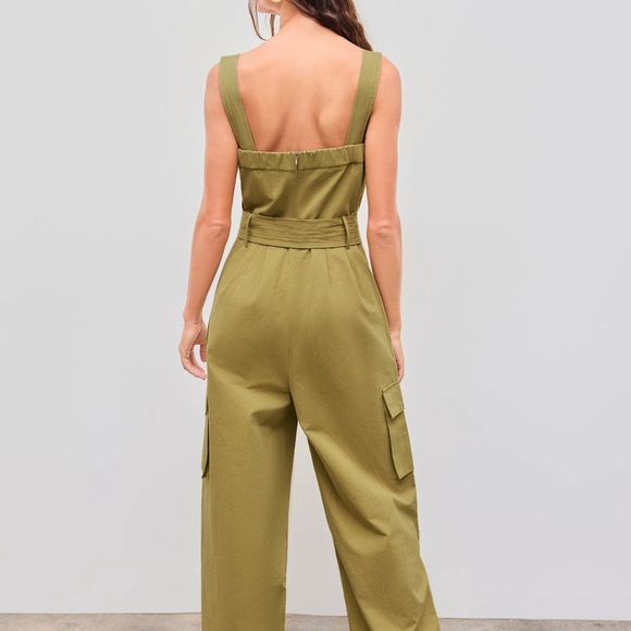Cider Khaki Belted Jumpsuit Size M - Picture 3 of 11